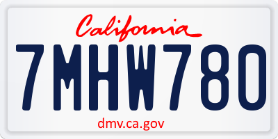 CA license plate 7MHW780