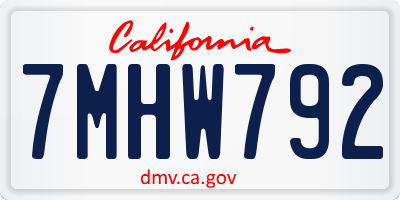 CA license plate 7MHW792