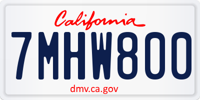 CA license plate 7MHW800