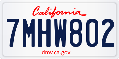 CA license plate 7MHW802