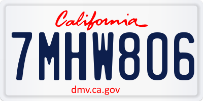 CA license plate 7MHW806