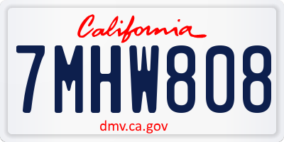 CA license plate 7MHW808
