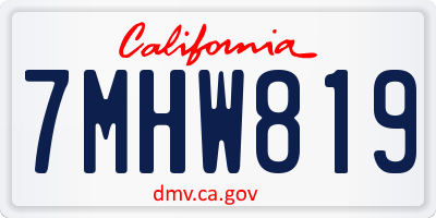 CA license plate 7MHW819