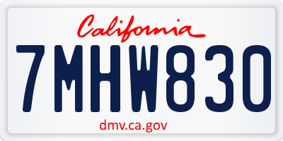 CA license plate 7MHW830