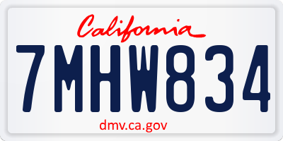 CA license plate 7MHW834