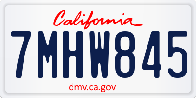 CA license plate 7MHW845