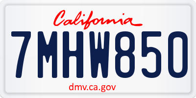 CA license plate 7MHW850