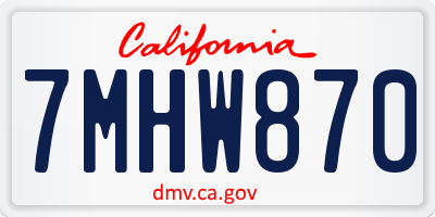 CA license plate 7MHW870