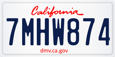 CA license plate 7MHW874
