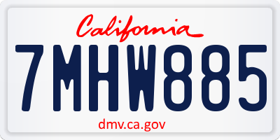 CA license plate 7MHW885