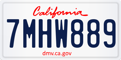 CA license plate 7MHW889