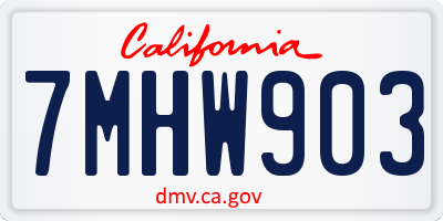CA license plate 7MHW903
