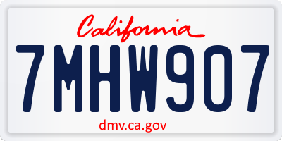 CA license plate 7MHW907