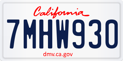 CA license plate 7MHW930