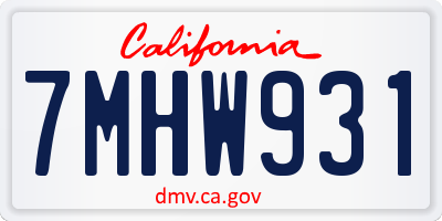 CA license plate 7MHW931