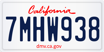 CA license plate 7MHW938