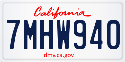 CA license plate 7MHW940