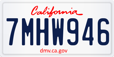 CA license plate 7MHW946
