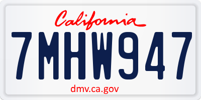 CA license plate 7MHW947
