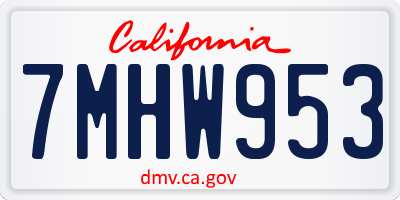 CA license plate 7MHW953