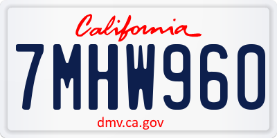 CA license plate 7MHW960