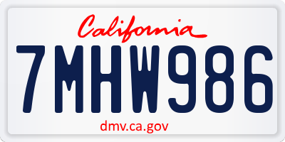 CA license plate 7MHW986