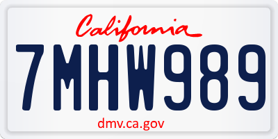 CA license plate 7MHW989