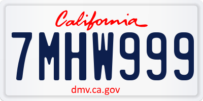 CA license plate 7MHW999