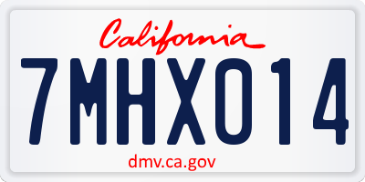CA license plate 7MHX014