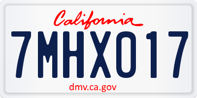 CA license plate 7MHX017