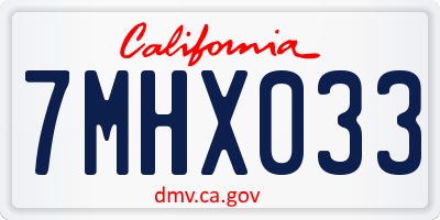 CA license plate 7MHX033