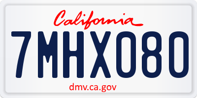 CA license plate 7MHX080