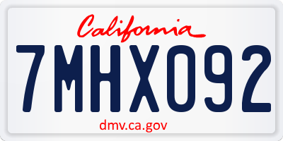 CA license plate 7MHX092