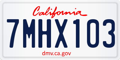 CA license plate 7MHX103