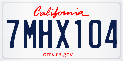 CA license plate 7MHX104