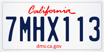 CA license plate 7MHX113