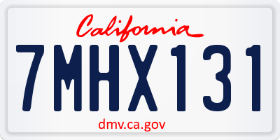 CA license plate 7MHX131