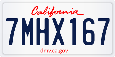 CA license plate 7MHX167