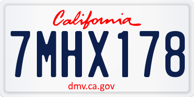 CA license plate 7MHX178