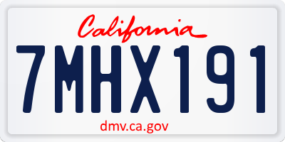 CA license plate 7MHX191