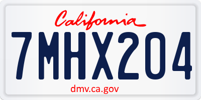 CA license plate 7MHX204