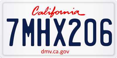 CA license plate 7MHX206