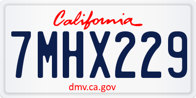 CA license plate 7MHX229