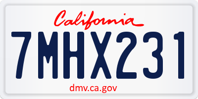 CA license plate 7MHX231