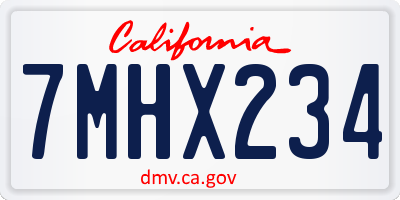 CA license plate 7MHX234