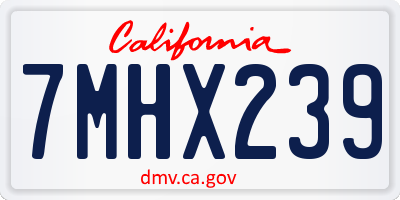 CA license plate 7MHX239