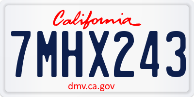 CA license plate 7MHX243