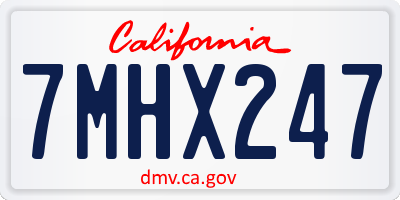 CA license plate 7MHX247