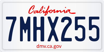 CA license plate 7MHX255