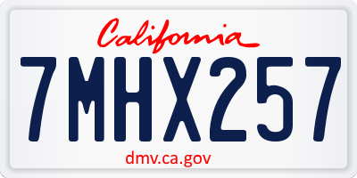 CA license plate 7MHX257